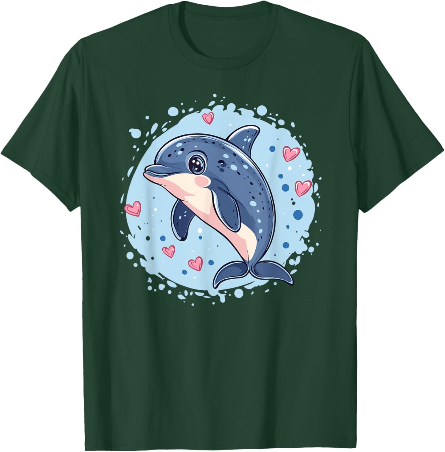 Joli dauphin entouré de cœurs T-Shirt - T-Shirt | Forest