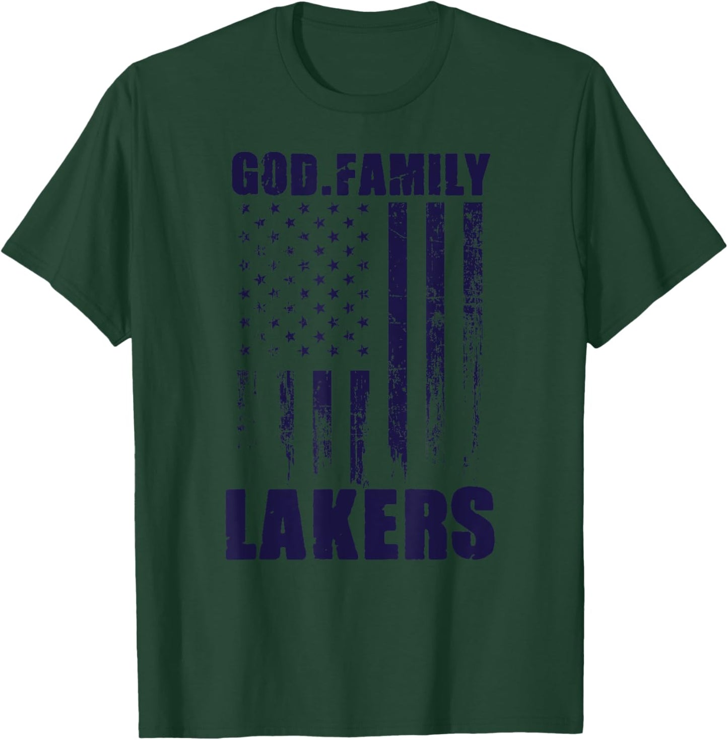Russell County Lakers God. Family. Vintage USA Flag T-Shirt - T-Shirt | Forest
