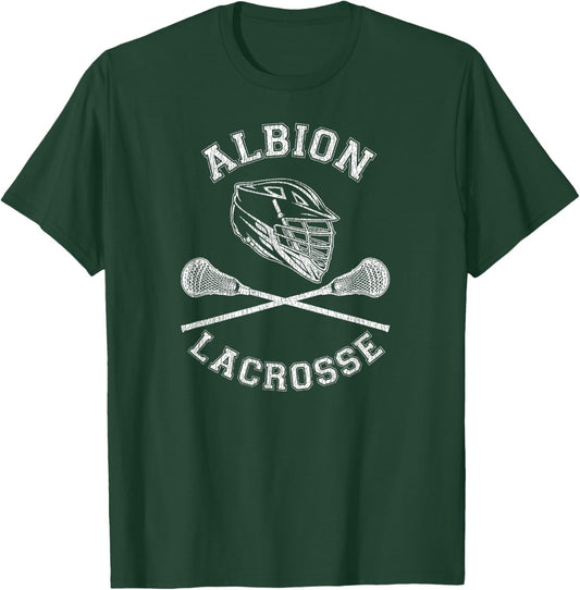 Albion Lacrosse Vintage Distressed Retro Lax T-Shirt - T-Shirt | Forest