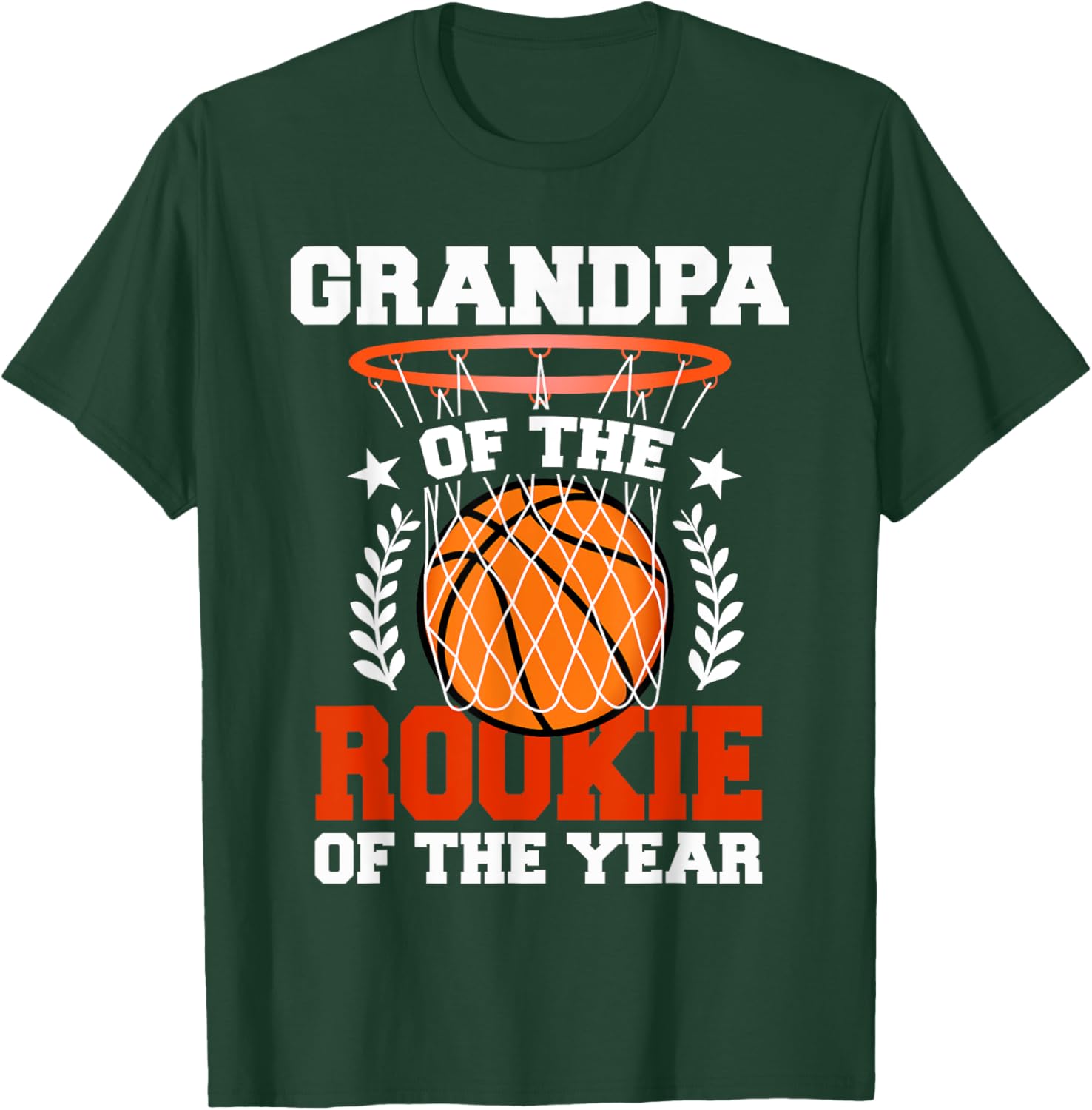Grandpa Of Rookie 1st Basketball Birthday Theme Matching T-Shirt - T-Shirt | Forest