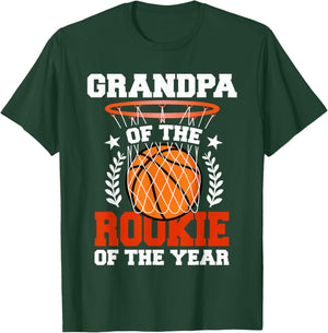 Grandpa Of Rookie 1st Basketball Birthday Theme Matching T-Shirt - T-Shirt | Forest