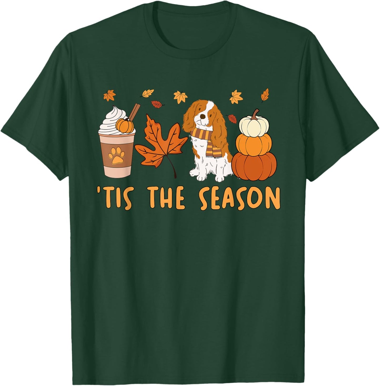 Tis The Season Cavalier King Charles Spaniel Fall Pumpkin T-Shirt - T-Shirt | Forest