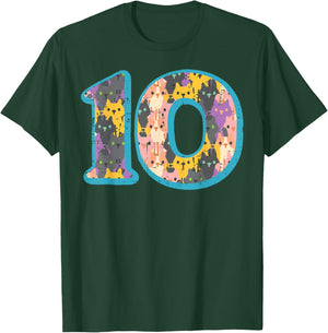 10th Birthday Cats Inside Number 10 Cute Bday Girls Boys T-Shirt - T-Shirt | Forest