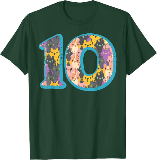 10th Birthday Cats Inside Number 10 Cute Bday Girls Boys T-Shirt - T-Shirt | Forest