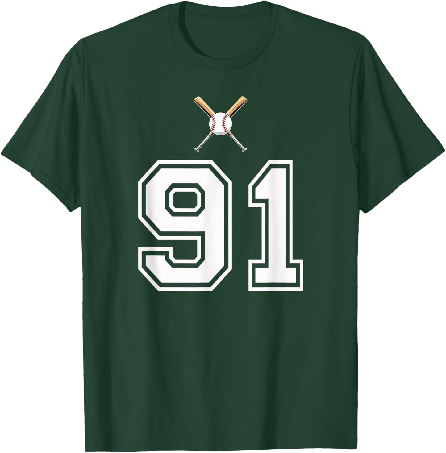 91 Numéro Base-Ball Style Vintage Blanc T-Shirt - T-Shirt | Forest
