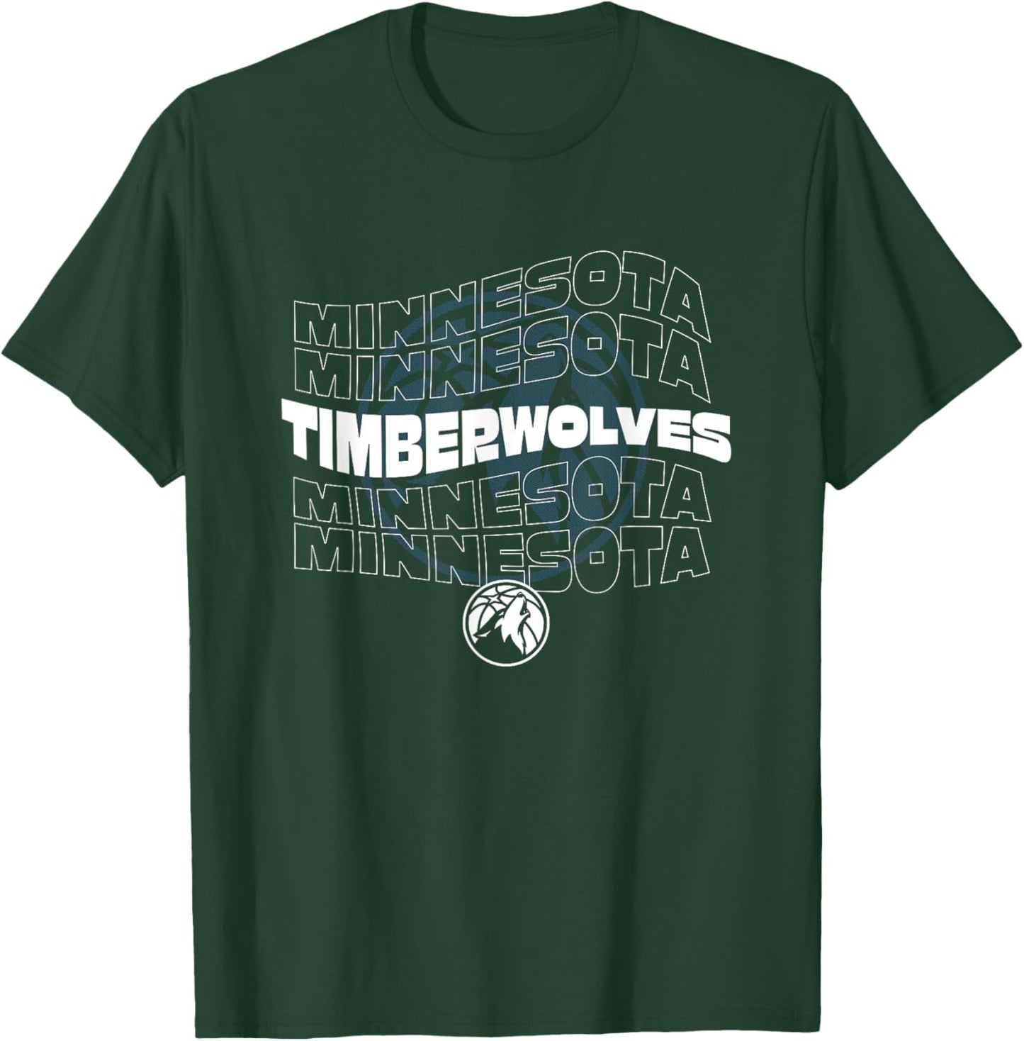 NBA Minnesota Timberwolves Wave Outline Team T-Shirt - T-Shirt | Forest