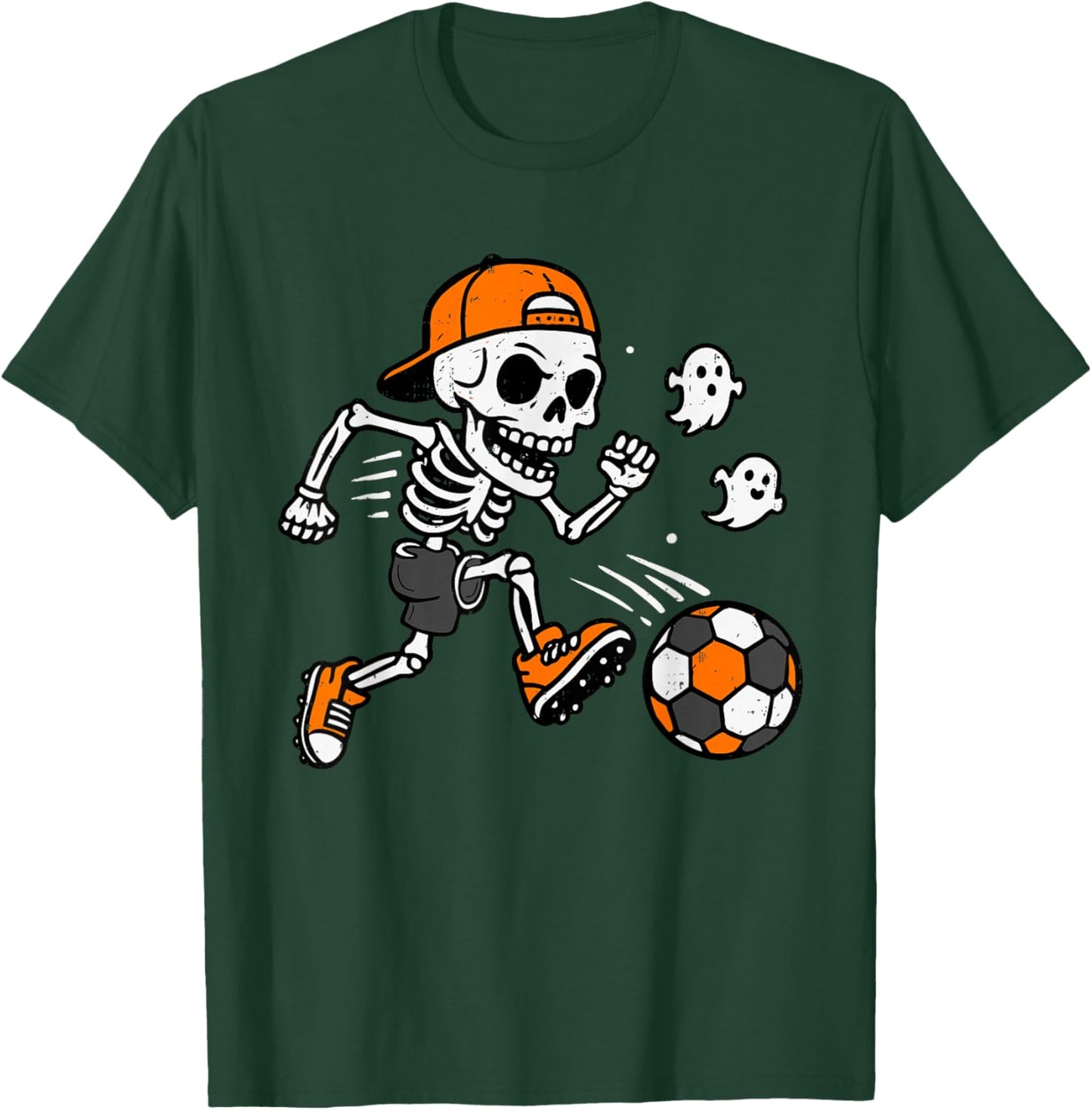 Skeleton Soccer Pumpkin Halloween Costume Boys Teens Kids T-Shirt - T-Shirt | Forest