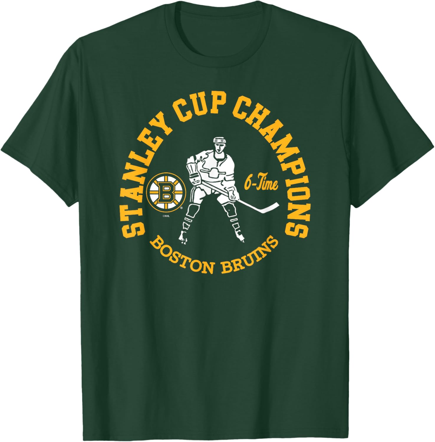 Boston Bruins Stanley Cup Champions 6-Time Black T-Shirt - T-Shirt | Forest