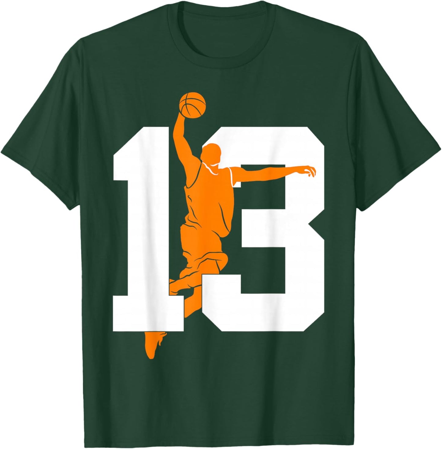 Number 13 Years Basketball 13th Birthday T-Shirt - T-Shirt | Forest