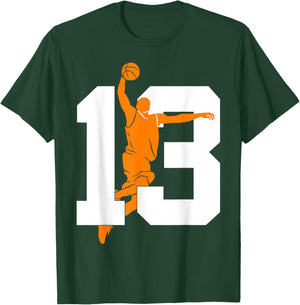 Number 13 Years Basketball 13th Birthday T-Shirt - T-Shirt | Forest
