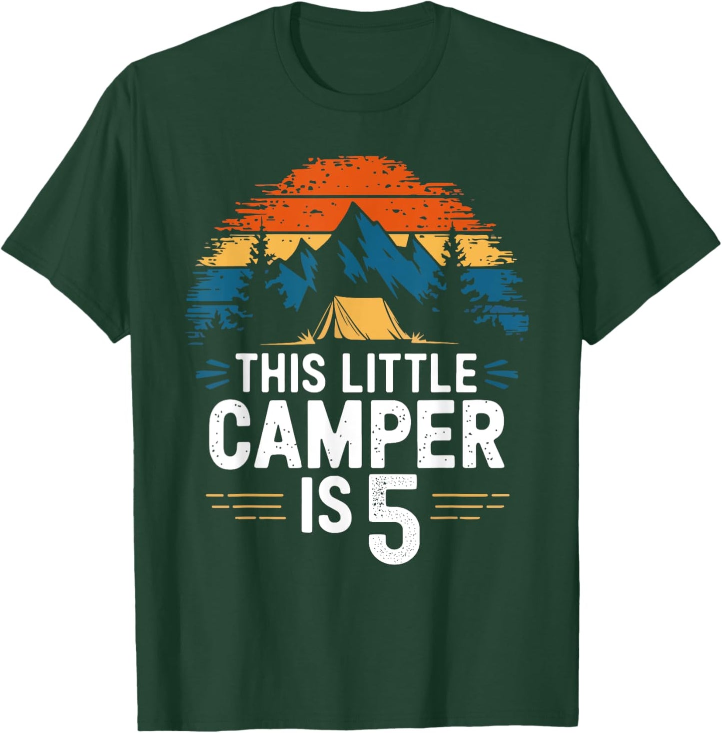 5th Birthday Camping Shirt for 5 Year Old Kids Camping Party T-Shirt - T-Shirt | Forest