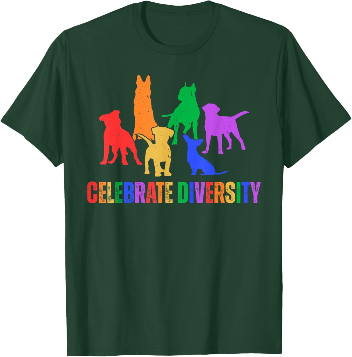 Celebrate Diversity Rainbow Dogs LGBTQ Pride Month Vet Tech T-Shirt - T-Shirt | Forest