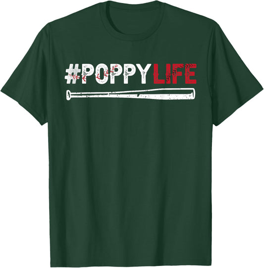 Poppy Life Baseball Poppy Grandpa Poppy of A Baseball Player T-Shirt - T-Shirt | Forest