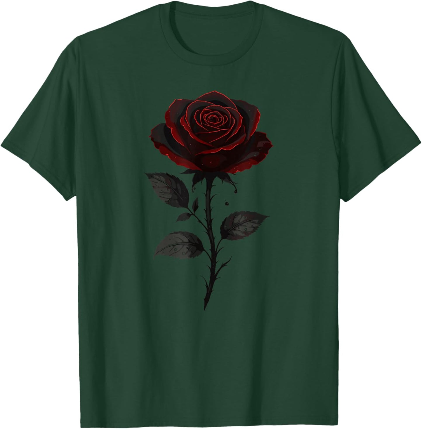 Gothic Black Rose Dark Thorny Bloom Alternative Floral T-Shirt - T-Shirt | Forest