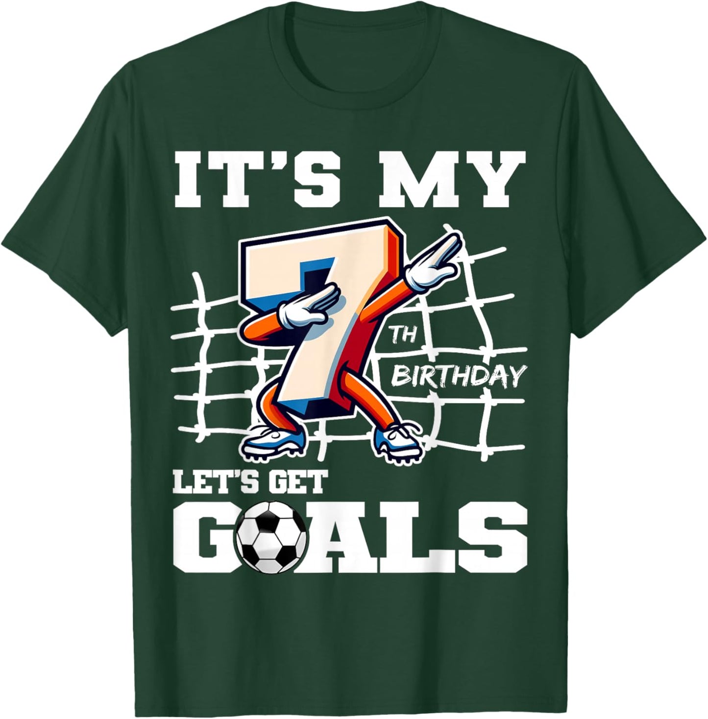 It's My 7th Birthday Dabbing Soccer Football B-Day Party T-Shirt - T-Shirt | Forest