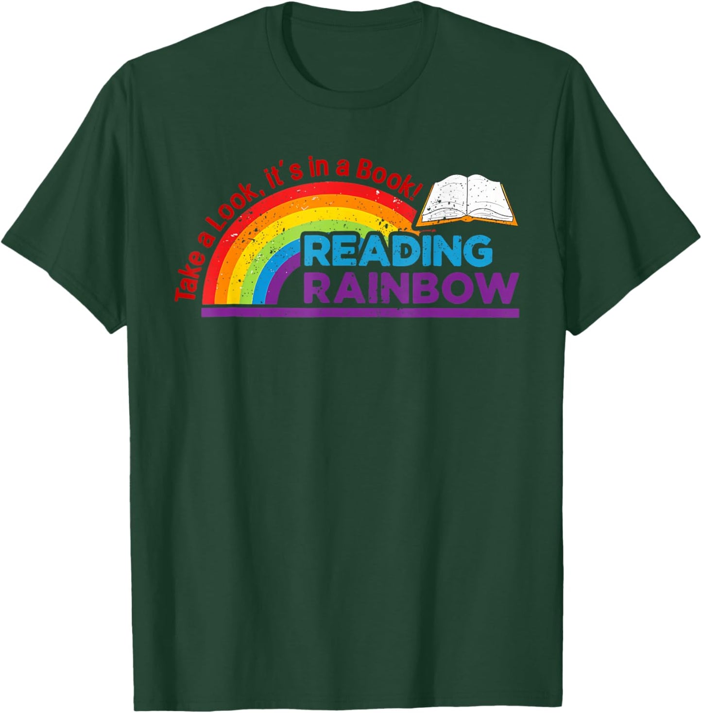 Take A Look it's In A Book Reading Book Vintage Rainbow T-Shirt - T-Shirt | Forest