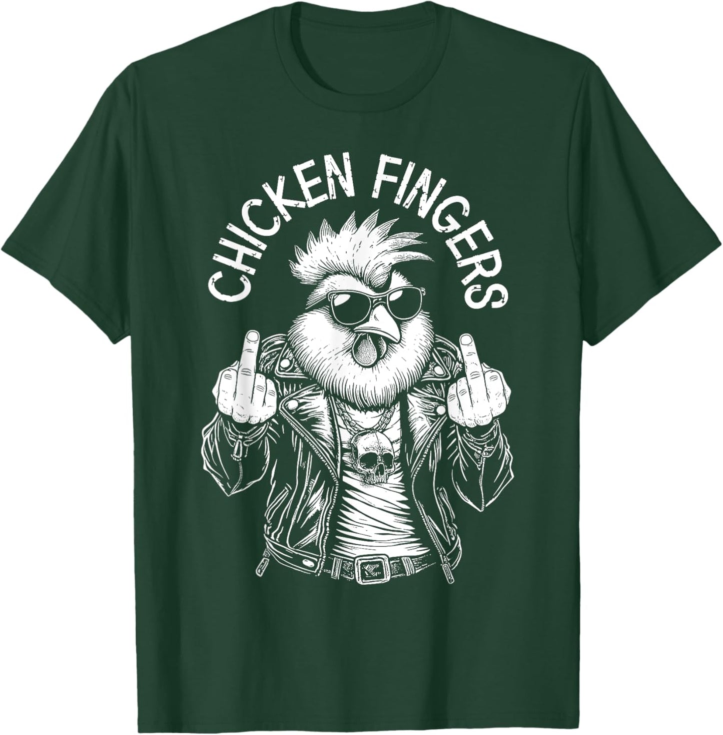 Grandio Design Introverted Intellectual Gifts Chicken Fingers Funny Adult Middle Finger Rude Rooster T-Shirt - T-Shirt | Forest