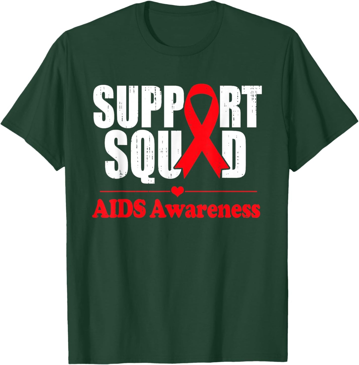 Aids Support Red Ribbon World Aids Day Hiv Aids Awareness T-Shirt - T-Shirt | Forest