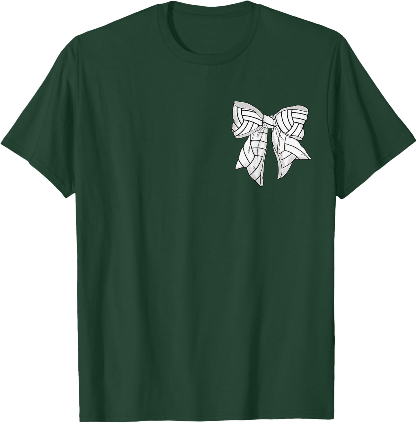 Volleyball Bow Game Day Coquette Women Front and Back Print T-Shirt - T-Shirt | Forest