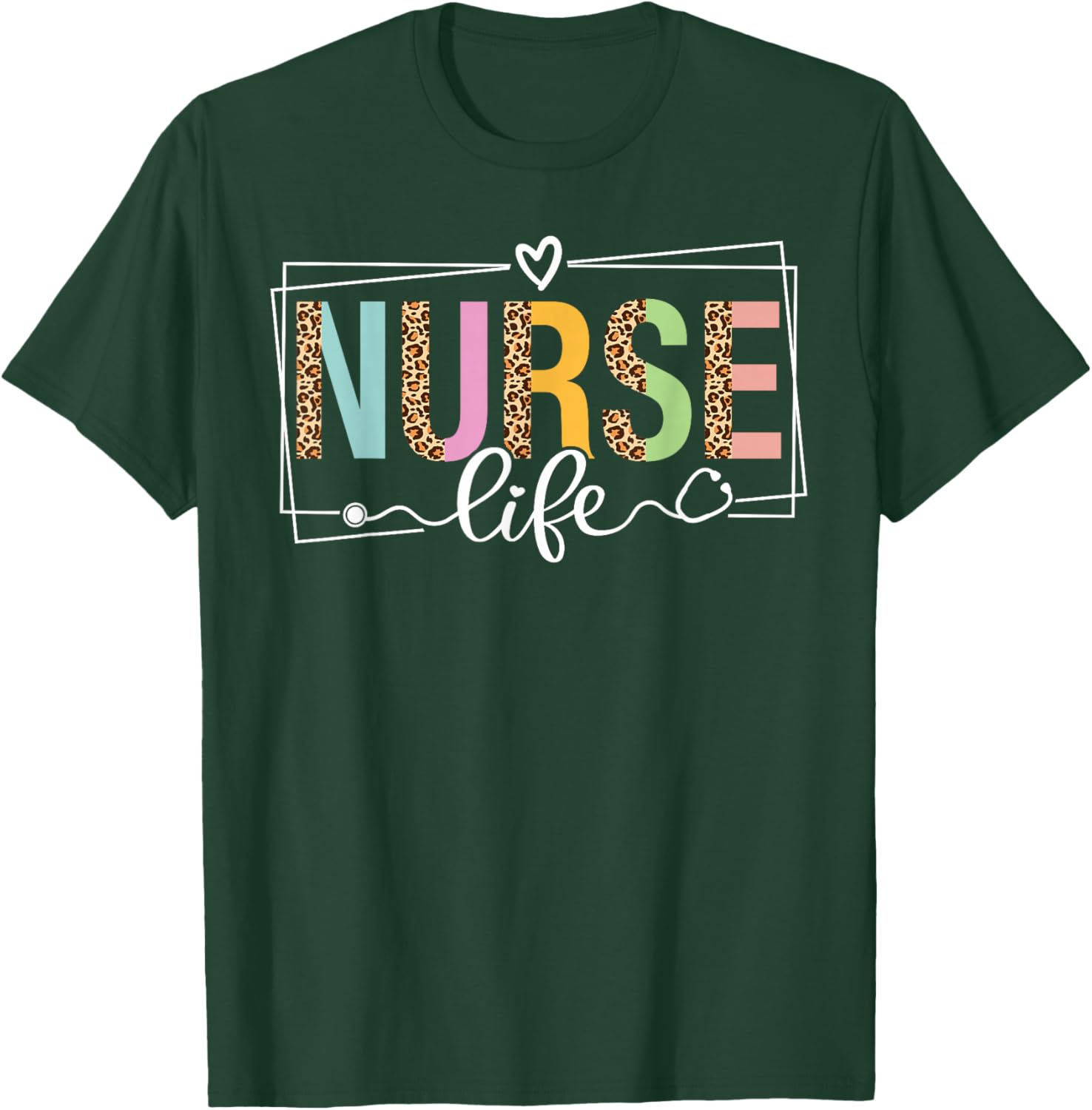 Nurse Life RN LPN CNA Nurse Week Healthcare Leopard Women T-Shirt - T-Shirt | Forest