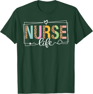 Nurse Life RN LPN CNA Nurse Week Healthcare Leopard Women T-Shirt - T-Shirt | Forest