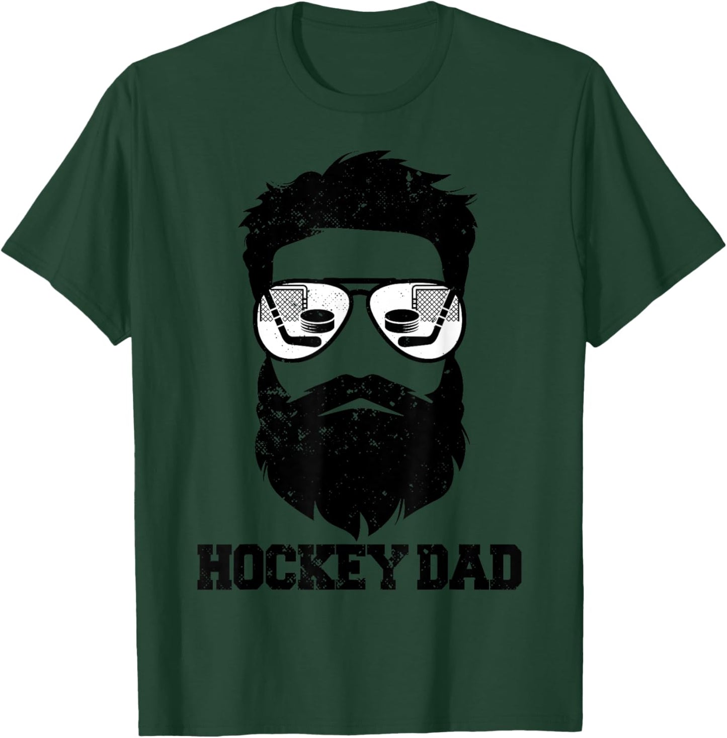 Hockey Dad Funny Messy Hair Beard Hockey Dad T-Shirt - T-Shirt | Forest