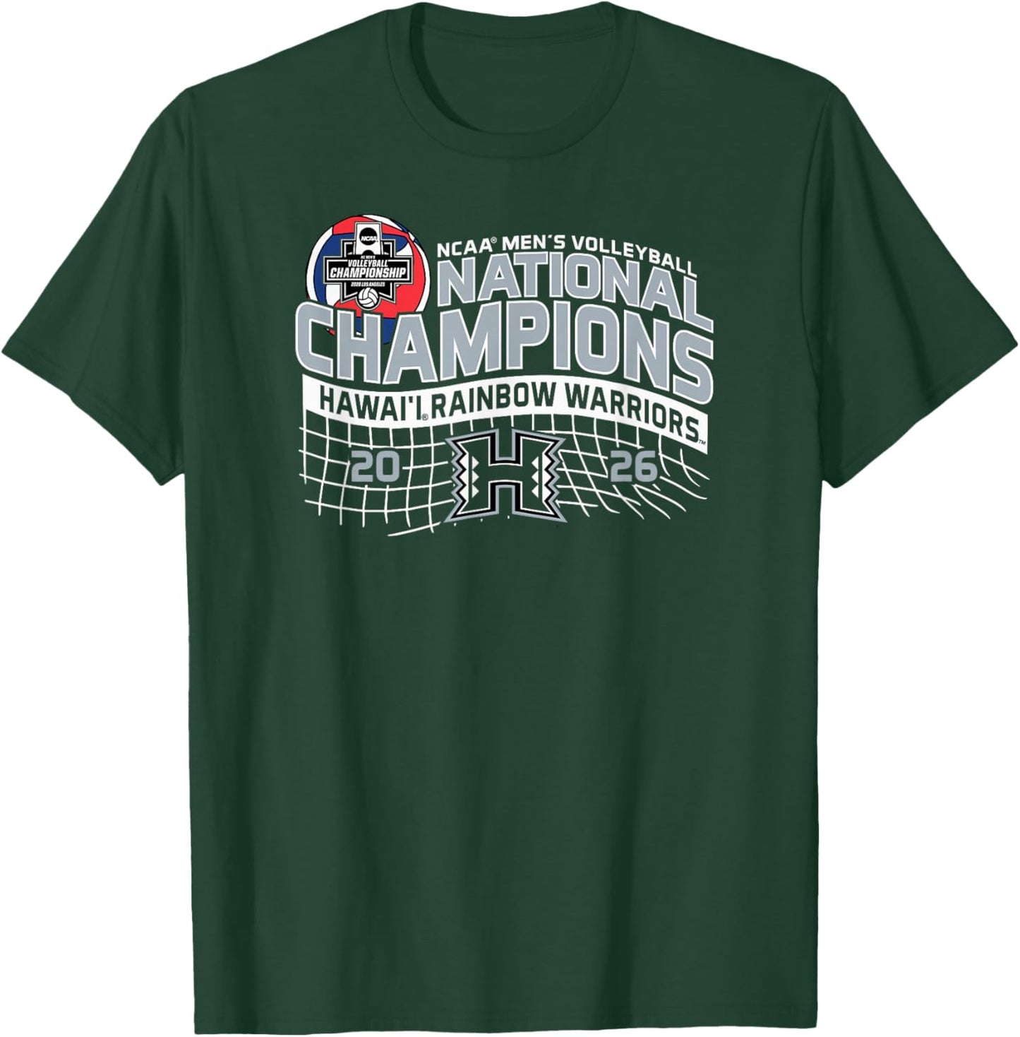 Hawaii Rainbow Warriors National Champs 2026 Volleyball T-Shirt - T-Shirt | Forest