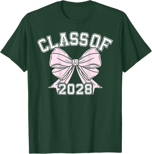 Class Of 2028 Coquette Bow Class Of T-Shirt - T-Shirt | Forest