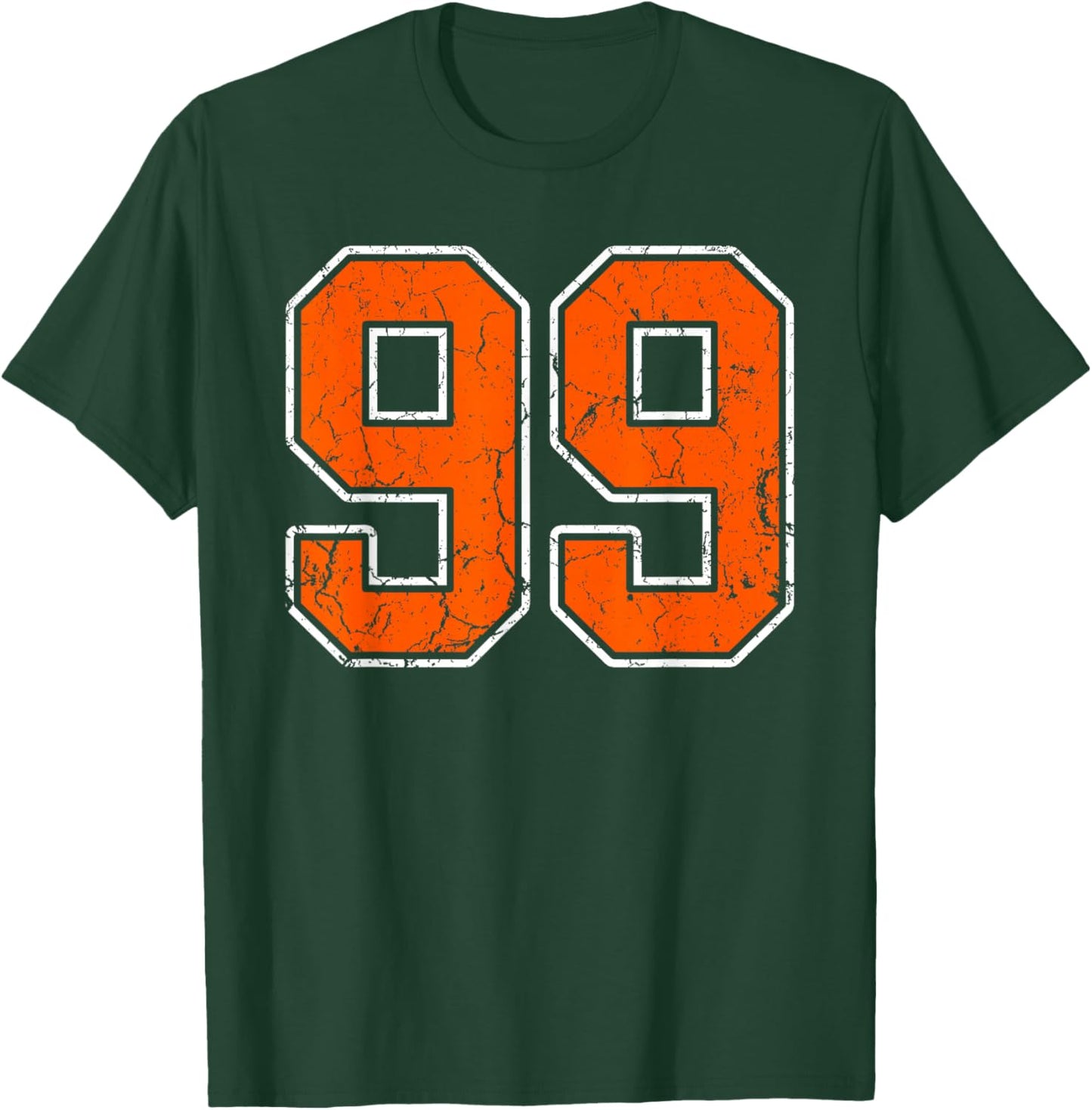 Distressed Orange White Number 99 Jersey Player Uniform #99 T-Shirt - T-Shirt | Forest