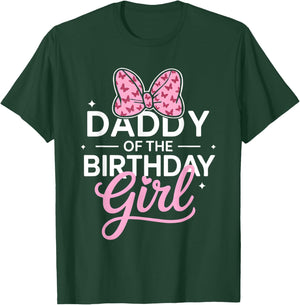 Daddy of The Birthday Girl Cute Butterfly Pink Bow Dad T-Shirt - T-Shirt | Forest