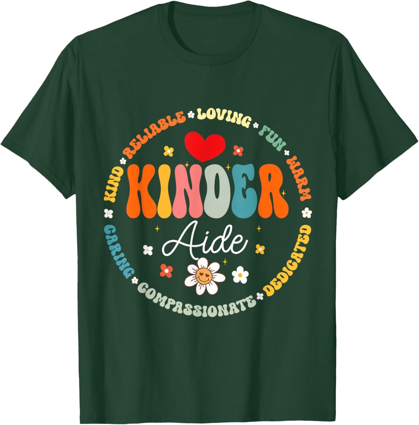 Groovy Kinder Aide Teacher First Day Of School Men Women Kids T-Shirt - T-Shirt | Forest