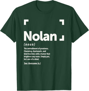 Nolan Personalized Name Apparel Cld Nolan Definition Personalized Name Nolan -Adults Kids Black Small Classic Fit Short Sleeve T-Shirt - T-Shirt | Forest