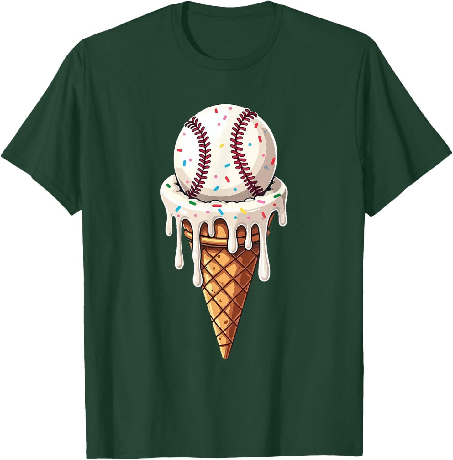 Baseball Drip with Melting Ice Cream Drippy Lovers T-Shirt - T-Shirt | Forest