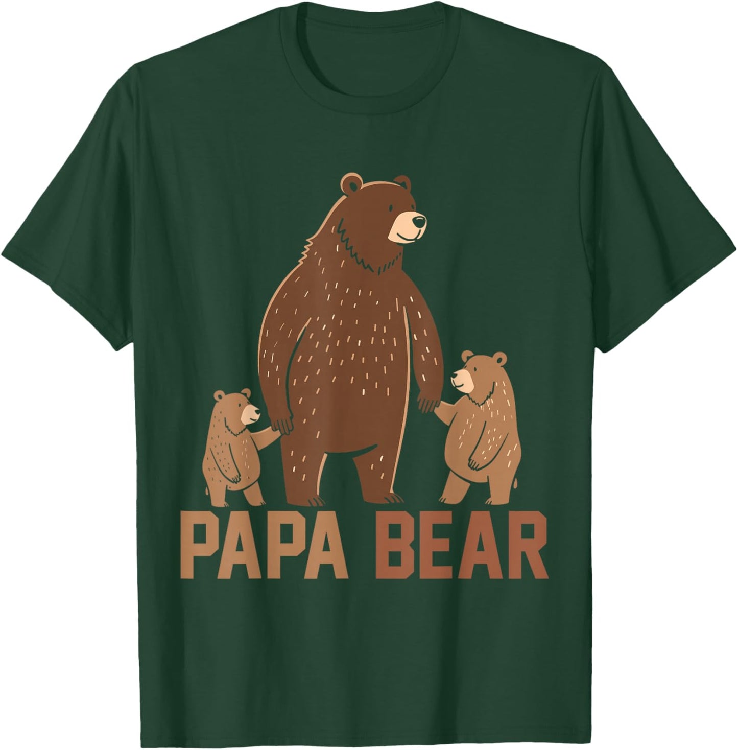 Papa Bear Dad Two Cubs Daddy Bear 2 Kids Father's Day T-Shirt - T-Shirt | Forest