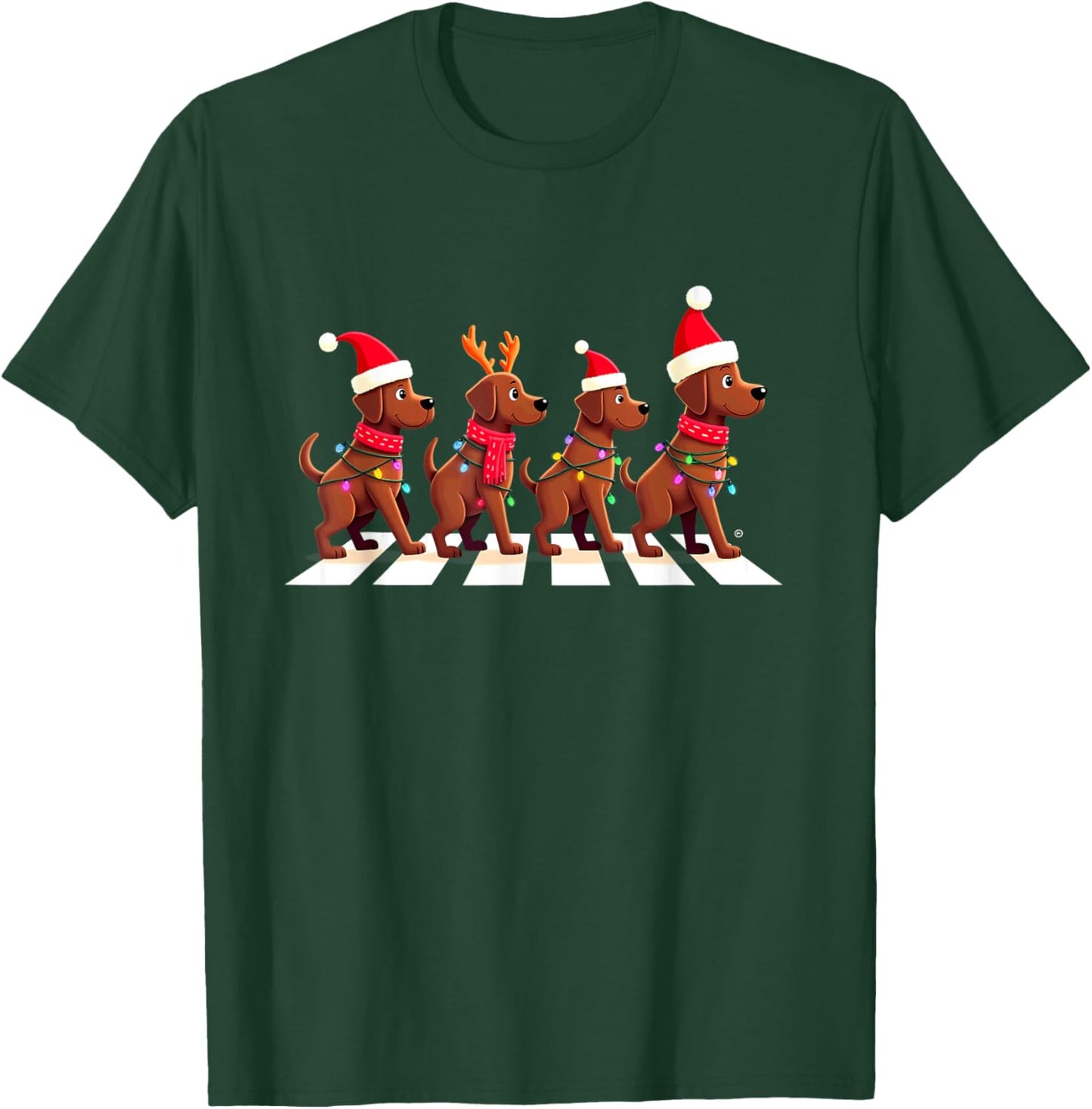 Chocolate Lab Crossing Road Xmas T-Shirt - T-Shirt | Forest