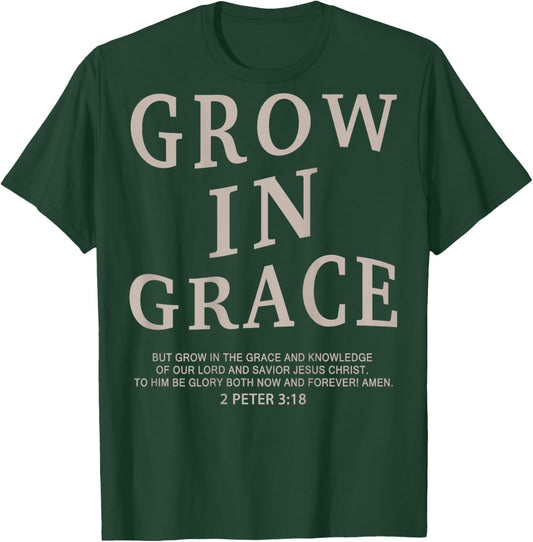 Youth Grow In Grace Christian Teen Girl Women Jesus Christ T-Shirt - T-Shirt | Forest