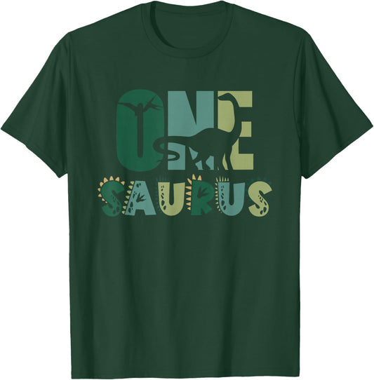 One Saurus First 1st Birthday Dinosaur Boy Toddler Kids T-Shirt - T-Shirt | Forest