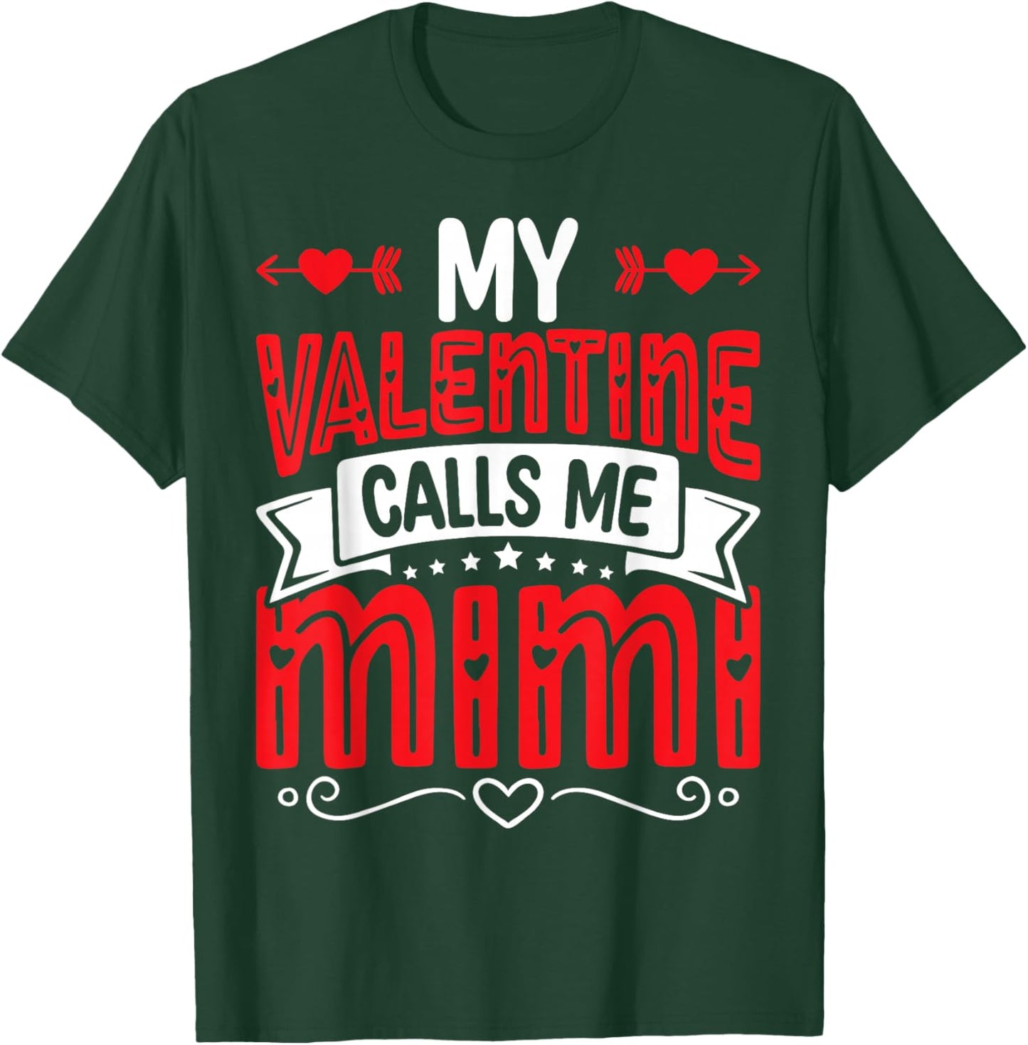 My Valentine Calls Me Mimi Groovy Valentine Hearts T-Shirt - T-Shirt | Forest