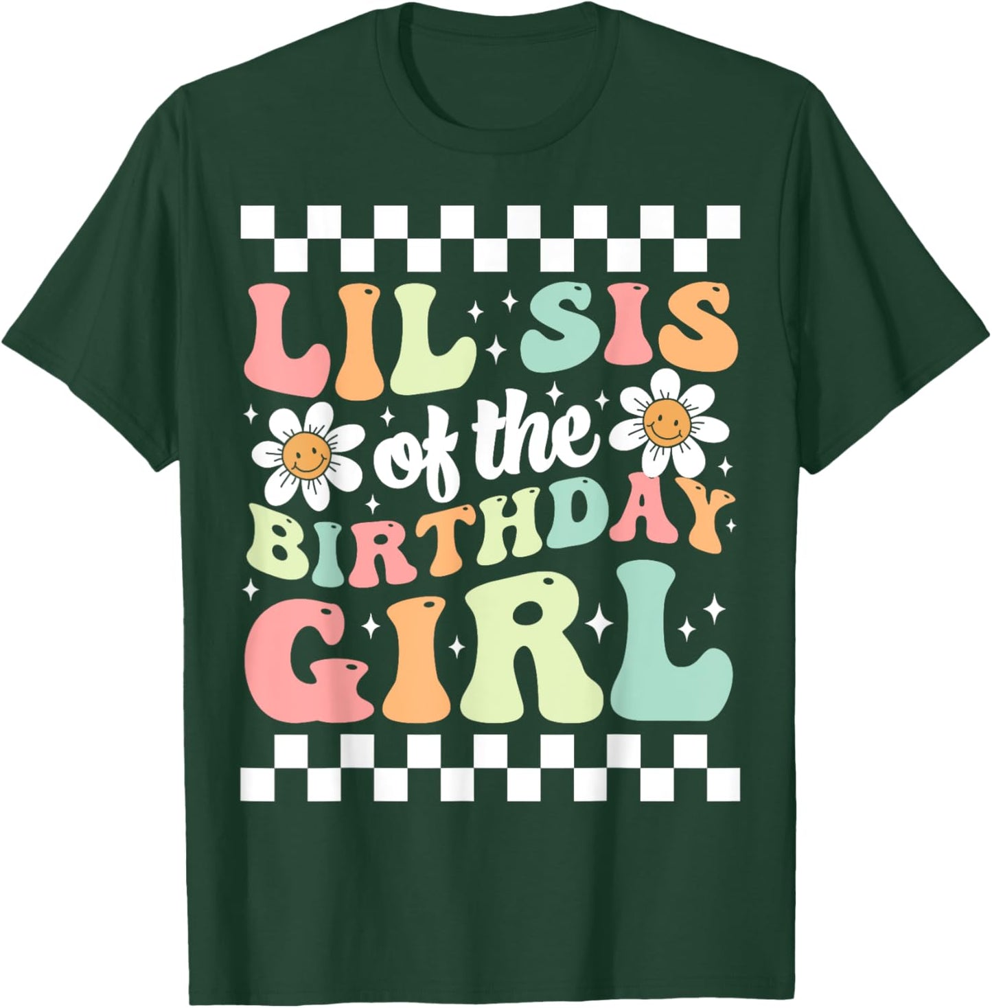 Lil Sis of The Birthday Girl Family Groovy Birthday Party T-Shirt - T-Shirt | Forest