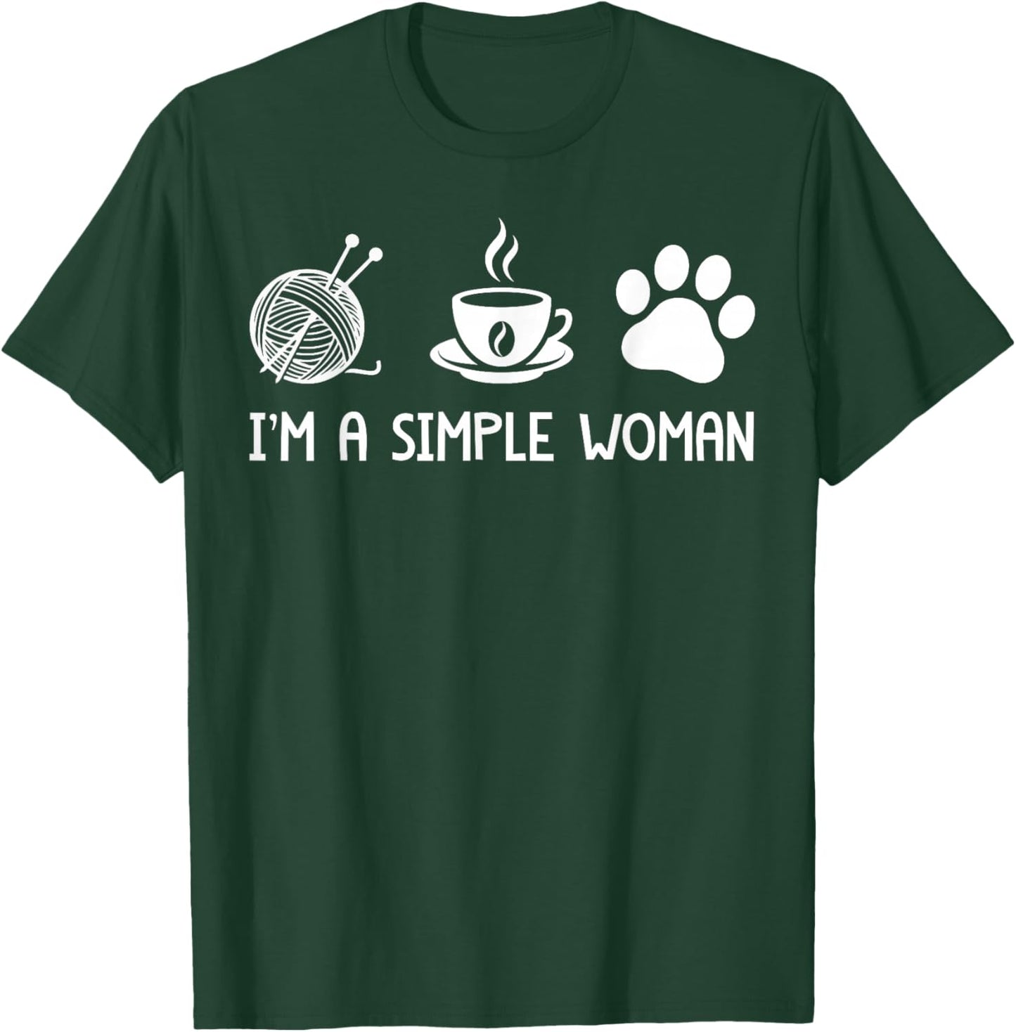 I'm A Simple Woman Yarn Coffee Dogs T-Shirt - T-Shirt | Forest