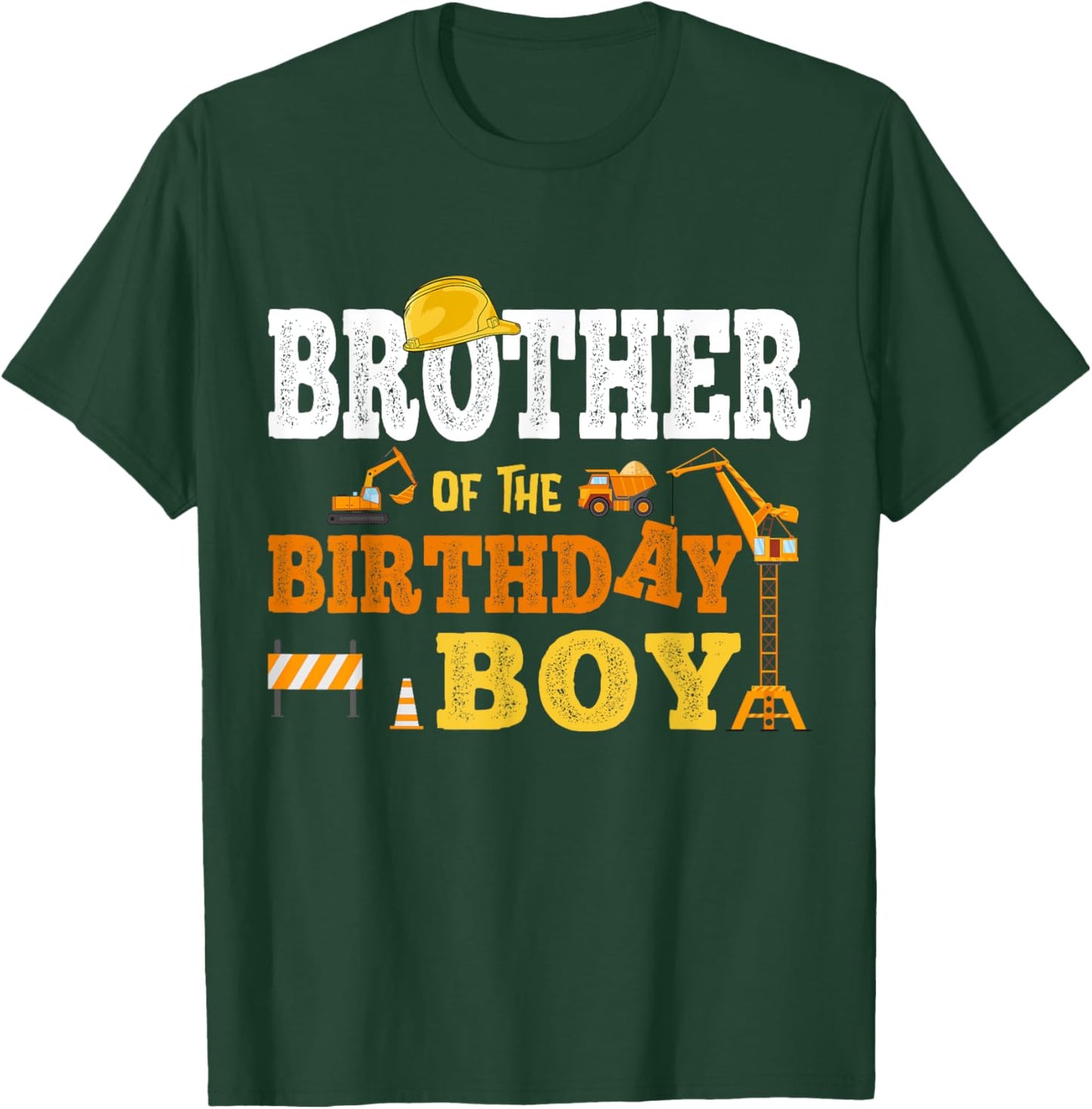 Brother Of The Birthday Boy Kid Construction Matching Family T-Shirt - T-Shirt | Forest