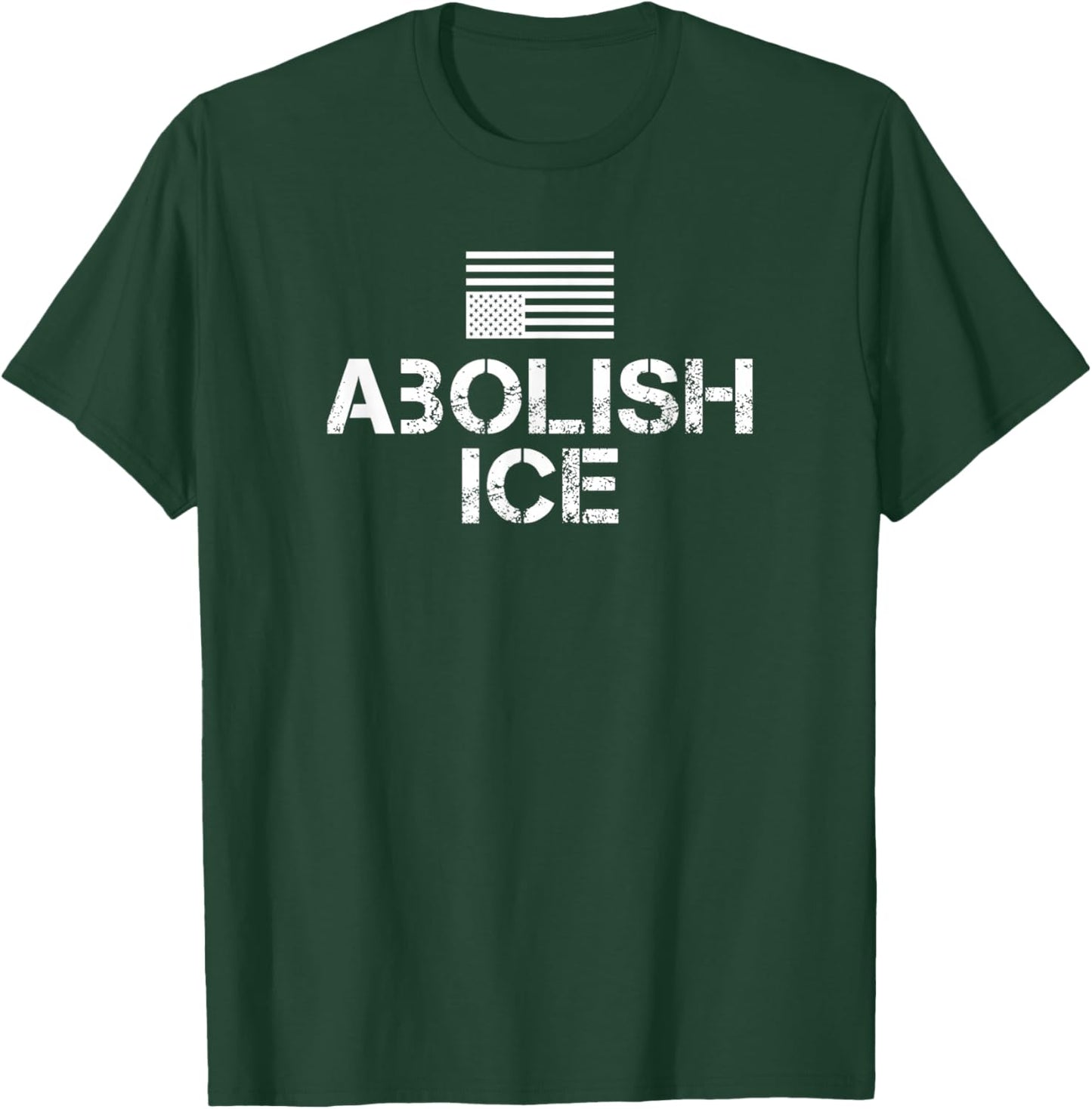 Abolish ICE America in Distress Inverted American Flag T-Shirt - T-Shirt | Forest