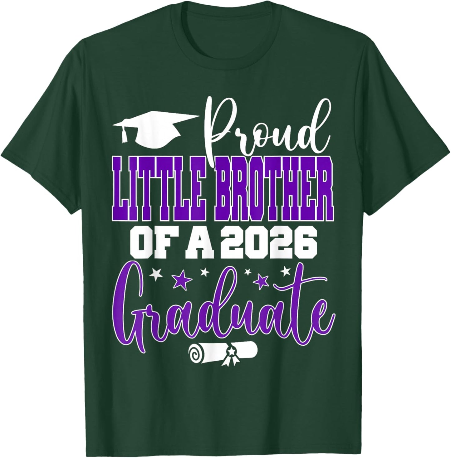 Senior 2026 Proud Little-Brother A Class of 2026 Graduate T-Shirt - T-Shirt | Forest