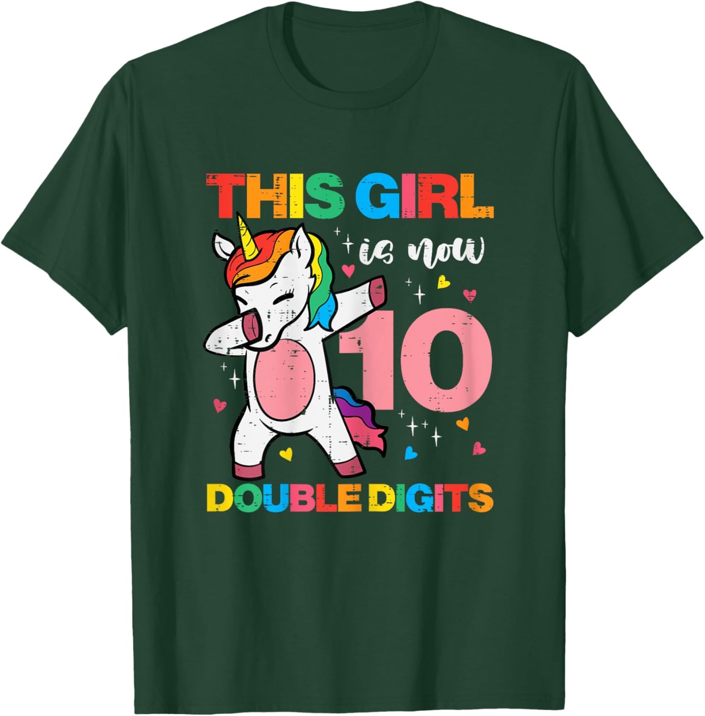 10th Birthday Unicorn Dab This Girl 10 Years Old Bday Party T-Shirt - T-Shirt | Forest