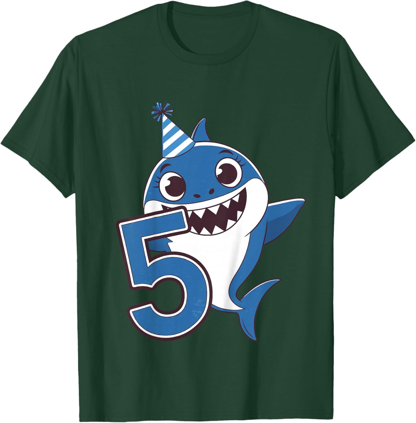 Kids 5th Birthday Shark Kids T-Shirt - T-Shirt | Forest