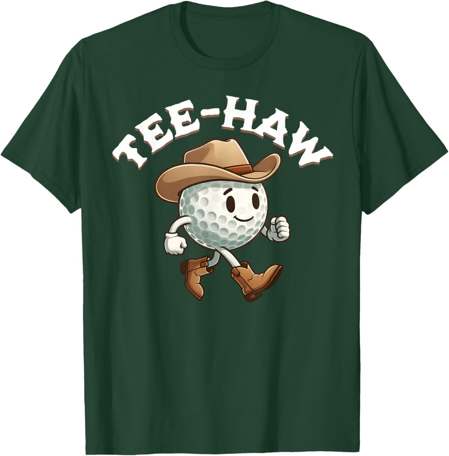 Western Haw Y'all Funny Golf Ball Cowboy Southern Retro T-Shirt - T-Shirt | Forest