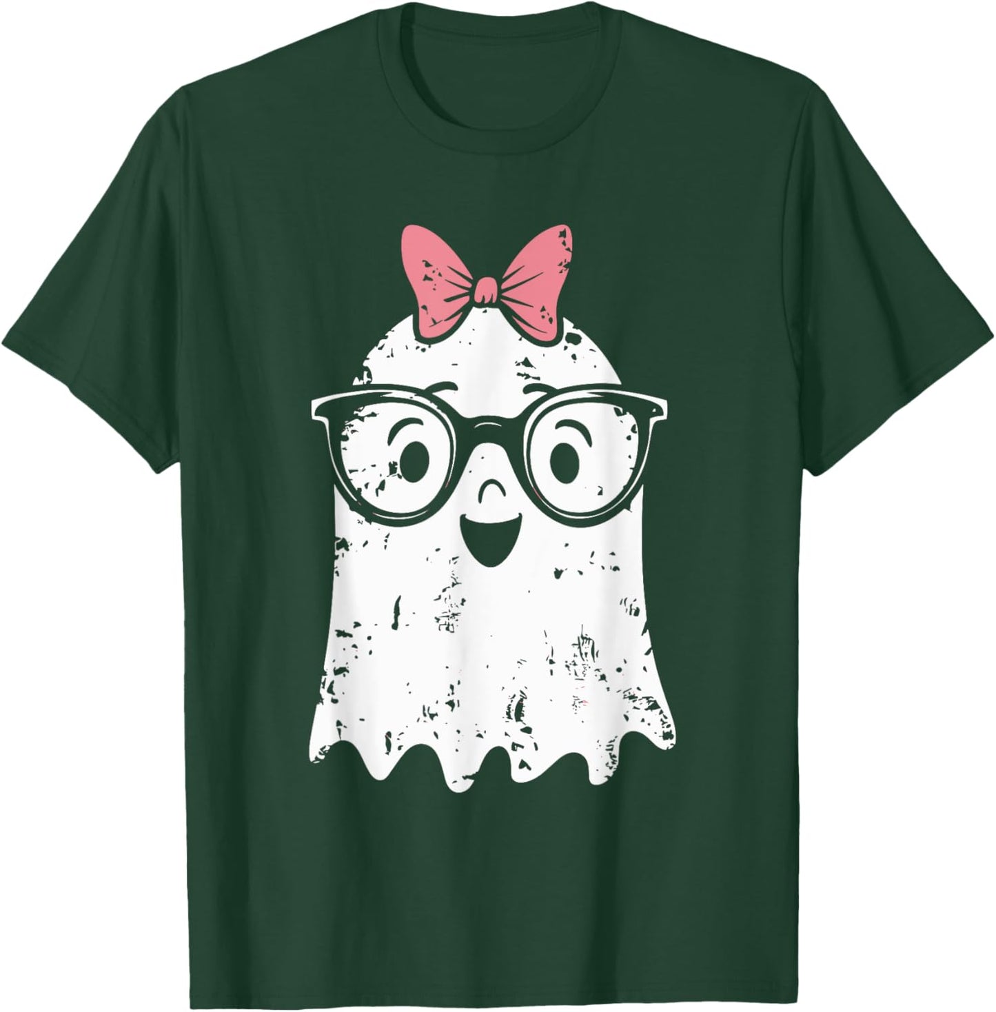 Ghost Eyeglass Girl Halloween Girly Ghost T-Shirt - T-Shirt | Forest