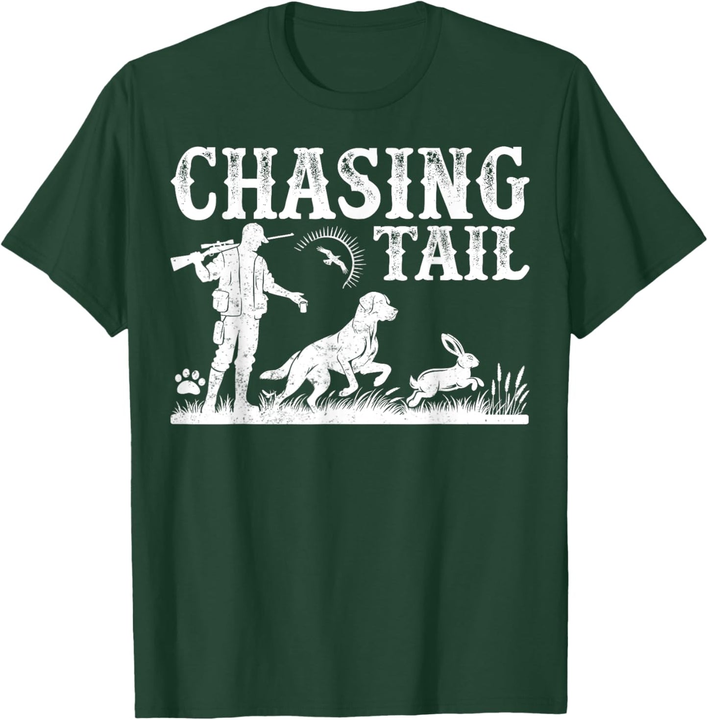 Rabbit Hunting Gifts Rabbit Hunter Beagles Chasing Tail T-Shirt - T-Shirt | Forest