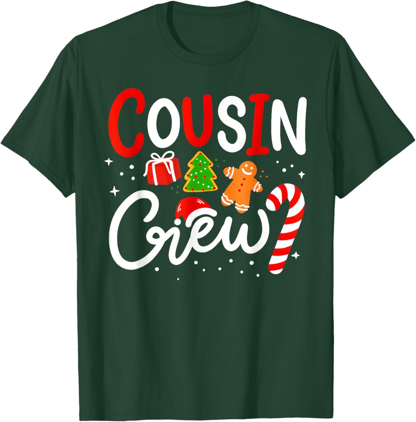 Christmas Cousin Crew Funny Santa Hat Light Kids Men Women T-Shirt - T-Shirt | Forest