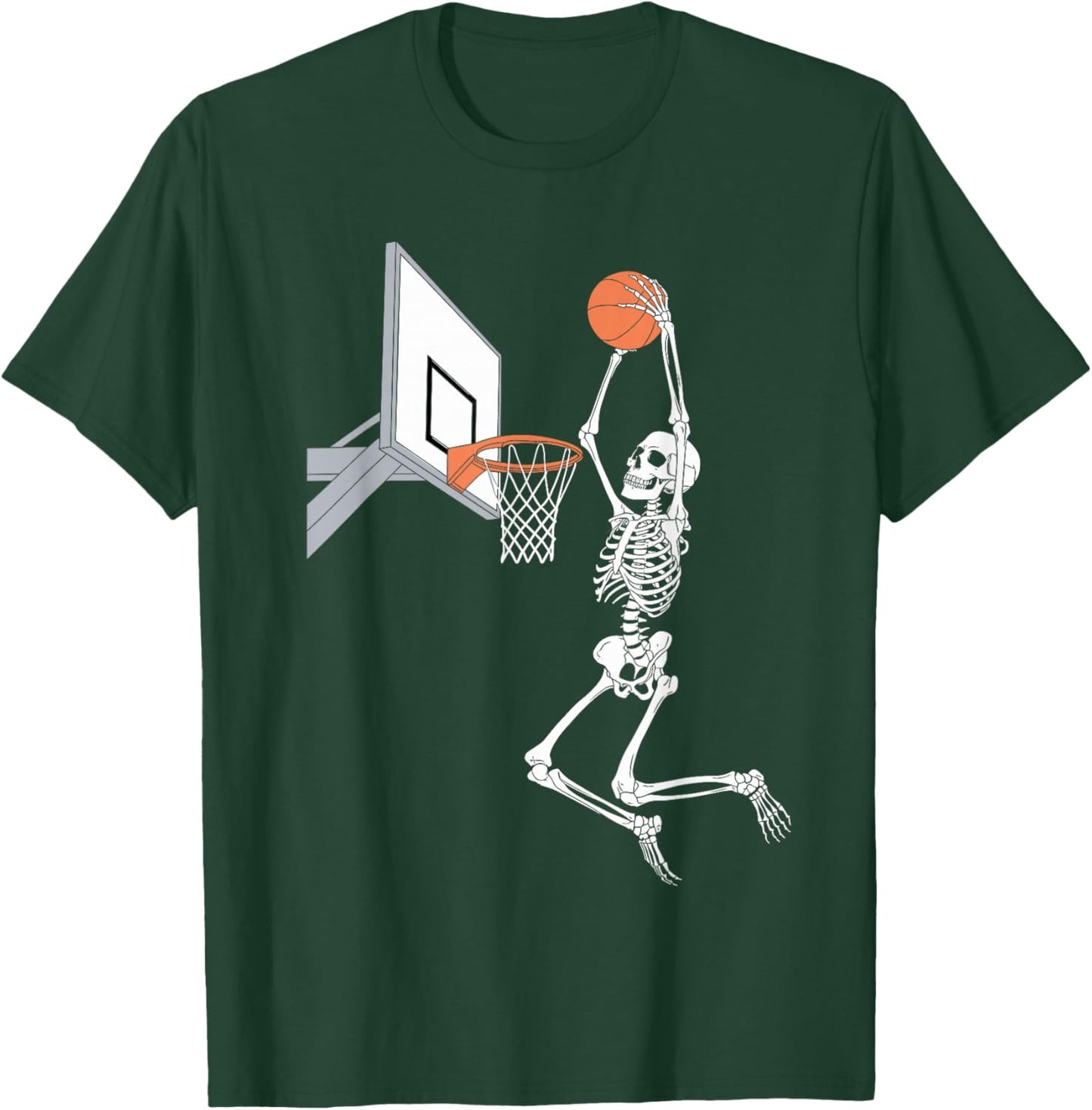 Funny Skeleton Playing Basketball Lovers Spooky Halloween T-Shirt - T-Shirt | Forest